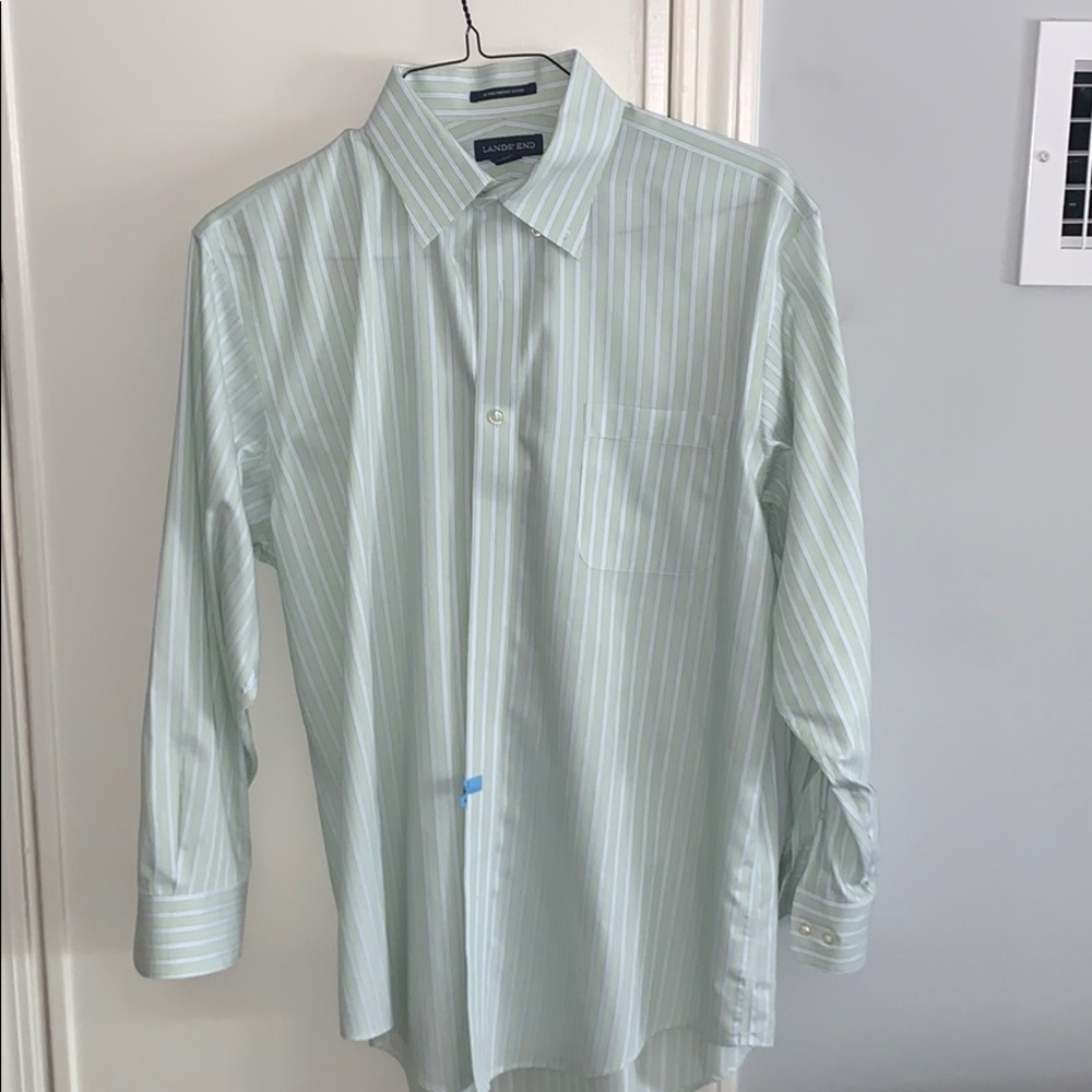Lands End Button No Iron Pinpoint Oxford Shirt